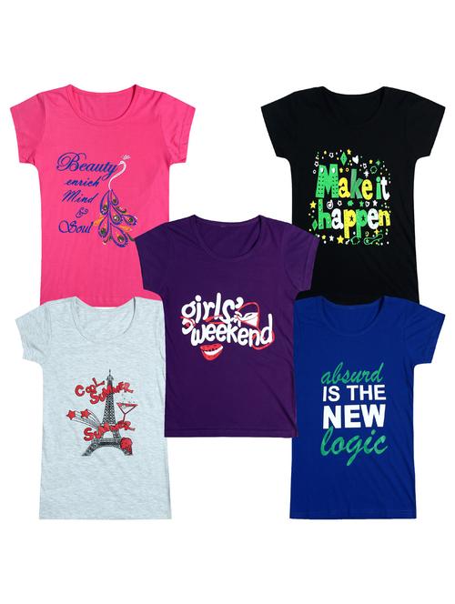 pack of 5 round neck printed tees - 20100829 - Very Small Image - 1