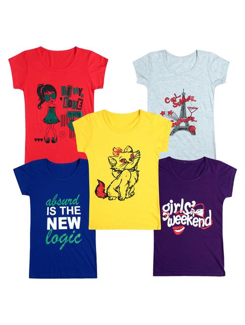 pack of 5 round neck printed tees - 20100859 - Very Small Image - 1