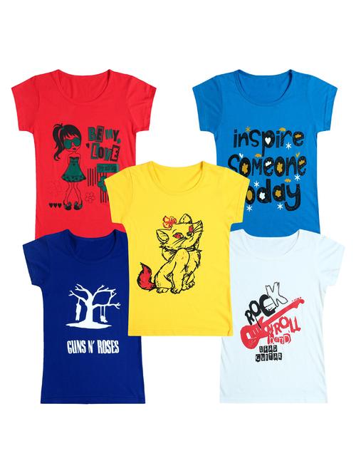 pack of 5 round neck printed tees - 20100864 - Very Small Image - 1