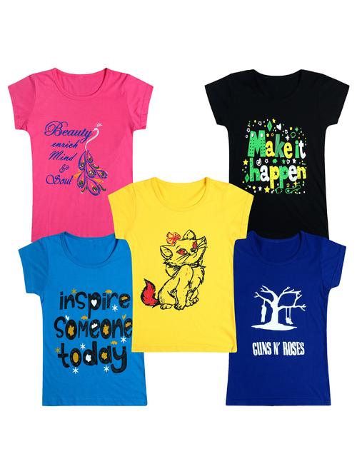 pack of 5 round neck printed tees - 20100877 - Very Small Image - 1