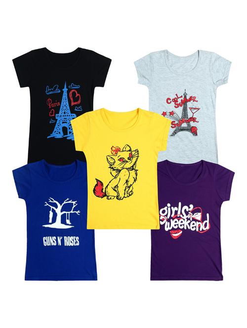 pack of 5 round neck printed tees - 20100897 - Very Small Image - 1