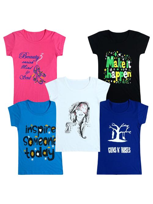 pack of 5 round neck printed tees - 20100900 - Very Small Image - 1