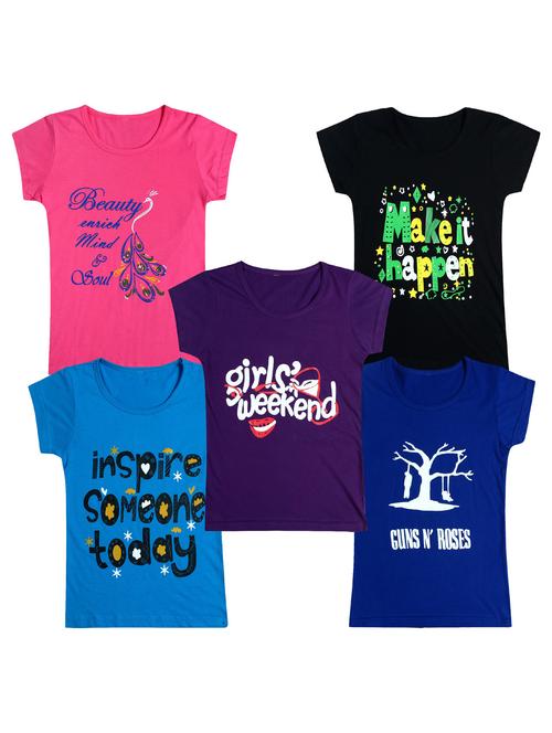 pack of 5 round neck printed tees - 20100911 - Very Small Image - 1