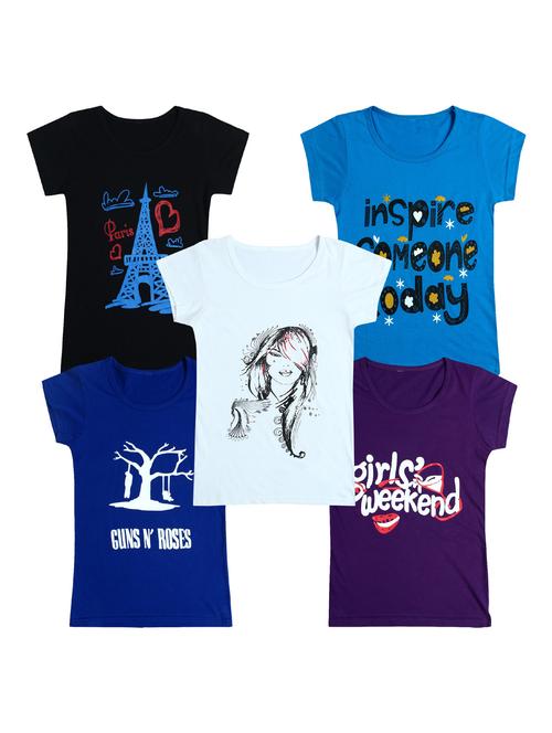 pack of 5 round neck printed tees - 20100912 - Very Small Image - 1