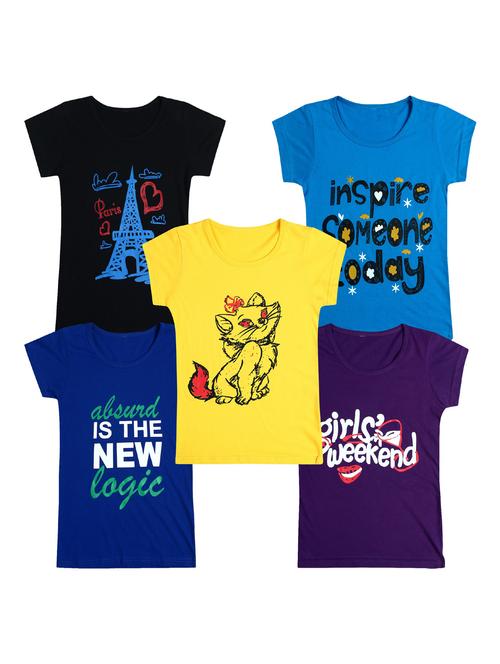 pack of 5 round neck printed tees - 20100915 - Very Small Image - 1