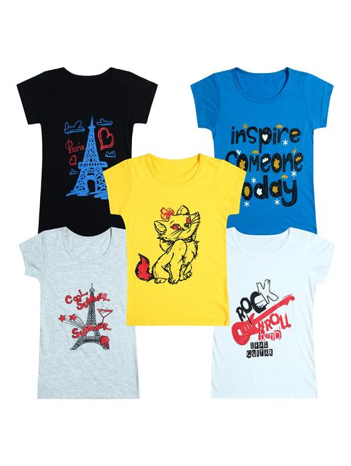 pack of 5 round neck printed tees - 20100918 - Very Small Image - 1