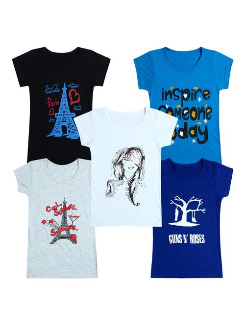 pack of 5 round neck printed tees - 20100926 - Very Small Image - 1