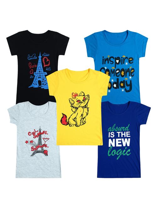 pack of 5 round neck printed tees - 20100928 - Very Small Image - 1