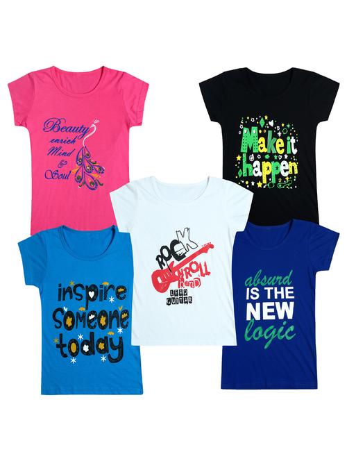 pack of 5 round neck printed tees - 20100933 - Very Small Image - 1