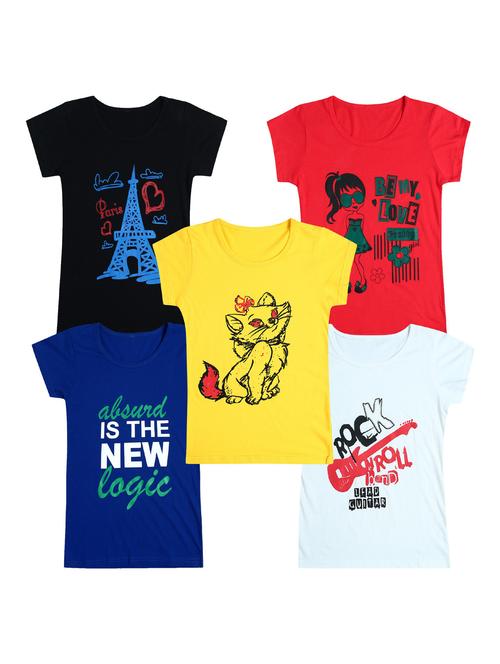 pack of 5 round neck printed tees - 20100940 - Very Small Image - 1