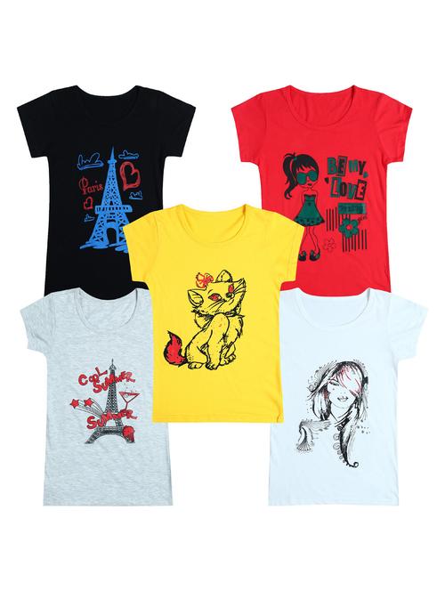 pack of 5 round neck printed tees - 20100947 - Very Small Image - 1