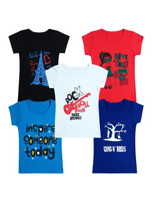 pack of 5 round neck printed tees - 20100966 - Very Small Image - 1