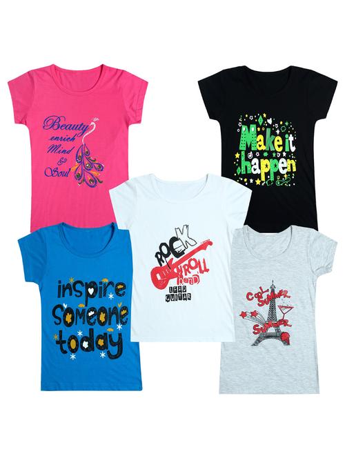 pack of 5 round neck printed tees - 20100976 - Very Small Image - 1