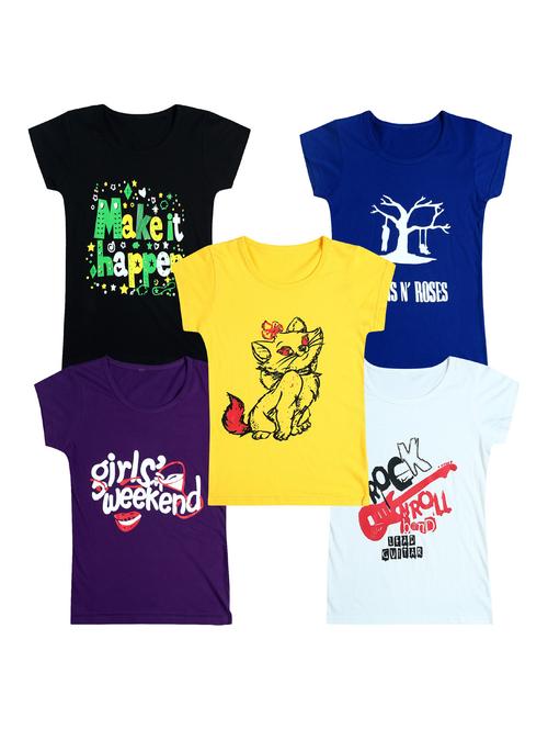 pack of 5 round neck printed tees - 20100980 - Very Small Image - 1
