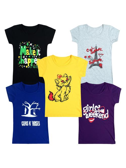 pack of 5 round neck printed tees - 20100991 - Very Small Image - 1