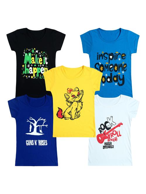 girls pack of 5 printed tees - 20101002 - Very Small Image - 1