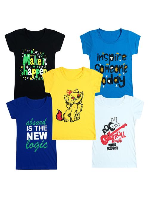 pack of 5 round neck printed tees - 20101007 - Very Small Image - 1