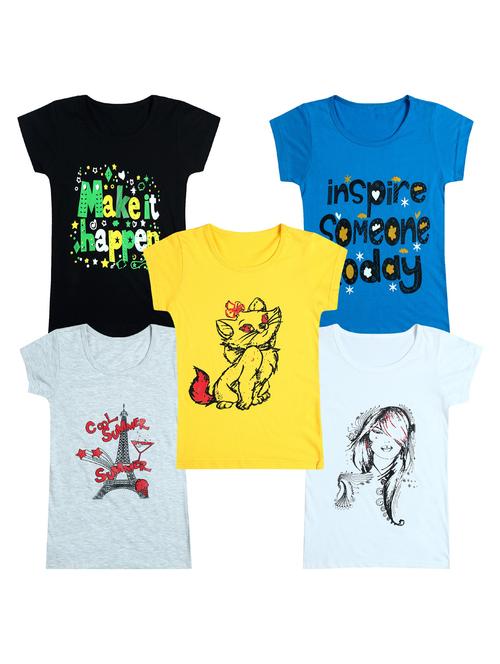 pack of 5 round neck printed tees - 20101014 - Very Small Image - 1