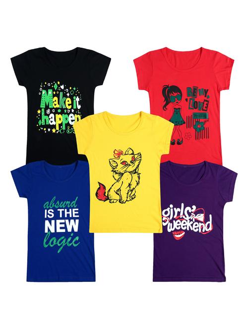 pack of 5 round neck printed tees  - 20101037 - Very Small Image - 1