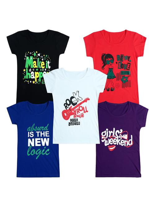 pack of 5 round neck printed tees  - 20101038 - Very Small Image - 1