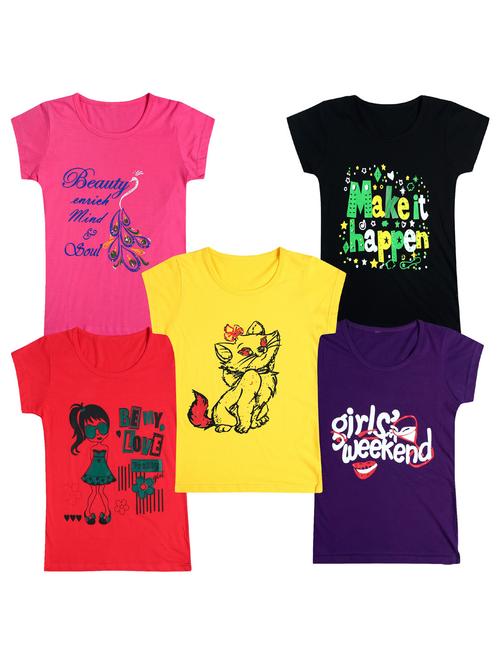 pack of 5 round neck printed tees - 20101048 - Very Small Image - 1