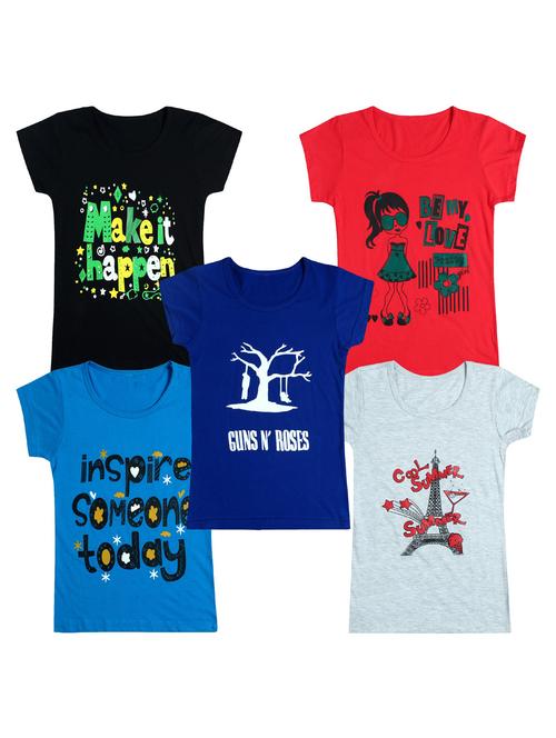 pack of 5 round neck printed tees - 20101064 - Very Small Image - 1