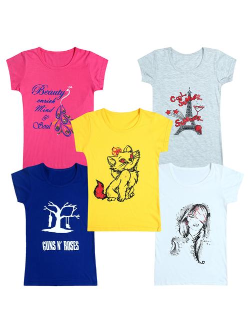 pack of 5 round neck printed tees - 20101074 - Very Small Image - 1