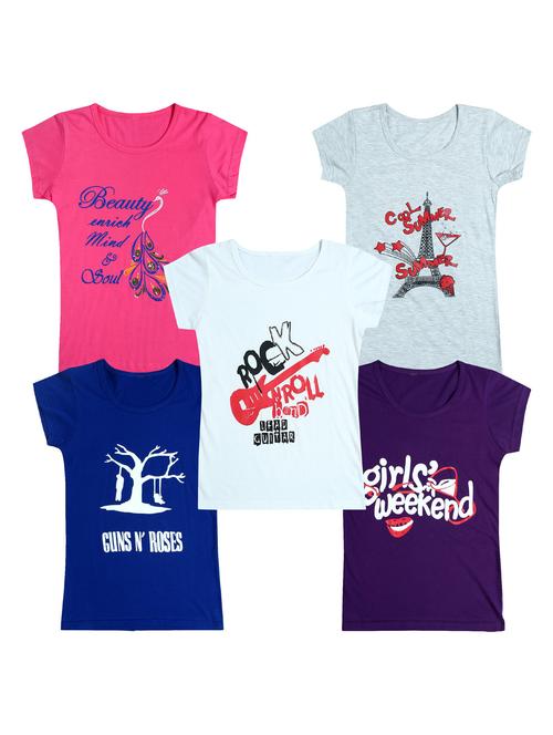 pack of 5 round neck printed tees - 20101076 - Very Small Image - 1