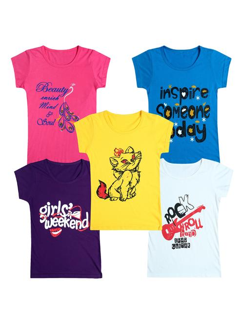 pack of 5 round neck printed tees - 20101084 - Very Small Image - 1