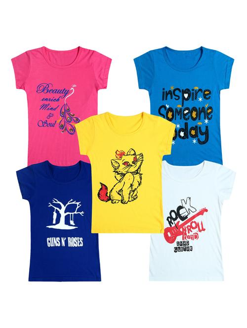 pack of 5 round neck printed tees - 20101086 - Very Small Image - 1