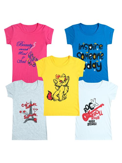 pack of 5 round neck printed tees - 20101098 - Very Small Image - 1
