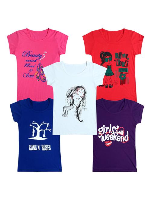pack of 5 round neck printed tees - 20101119 - Very Small Image - 1