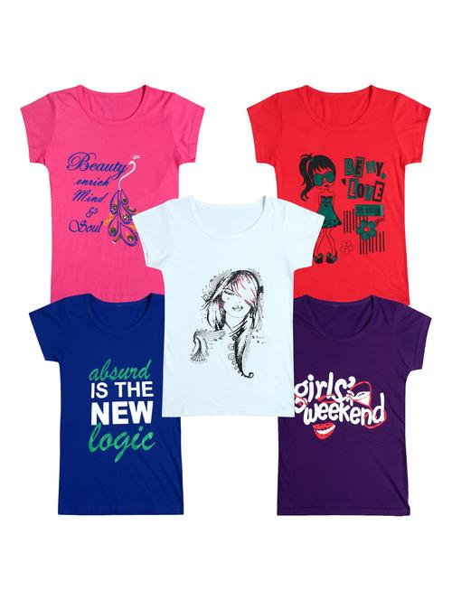 pack of 5 round neck printed tees - 20101125 - Very Small Image - 1