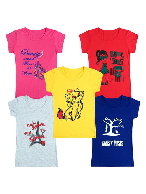 pack of 5 round neck printed tees - 20101131 - Very Small Image - 1