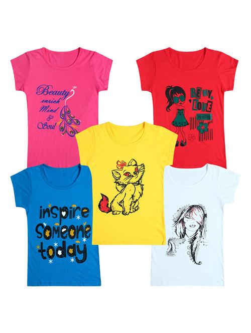 pack of 5 round neck printed tees - 20101141 - Very Small Image - 1