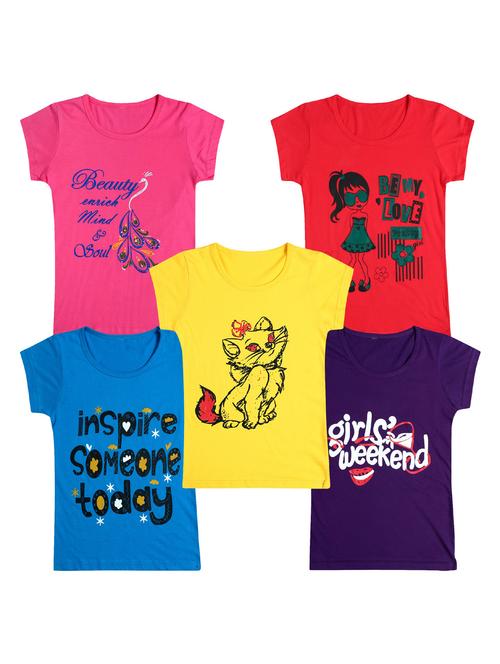 pack of 5 round neck printed tees - 20101142 - Very Small Image - 1