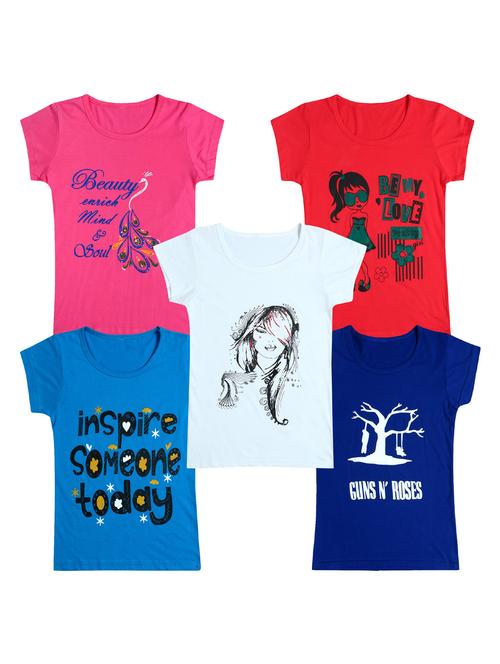 pack of 5 round neck printed tees - 20101148 - Very Small Image - 1