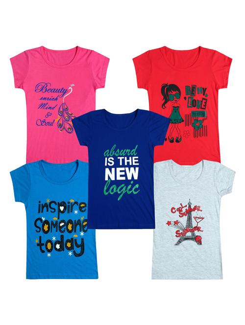 pack of 5 round neck printed tees - 20101160 - Very Small Image - 1