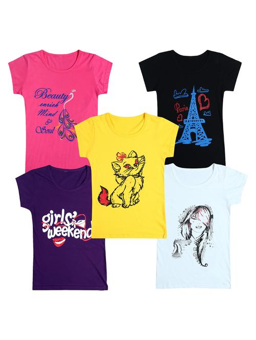 pack of 5 round neck printed tees - 20101162 - Very Small Image - 1