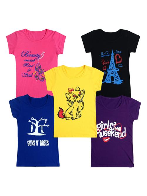 pack of 5 round neck printed tees - 20101165 - Very Small Image - 1