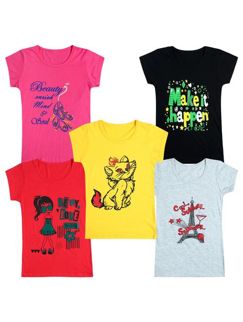 pack of 5 round neck printed tees - 20101167 - Very Small Image - 1
