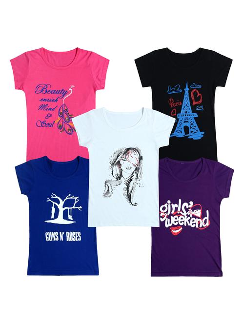 pack of 5 round neck printed tees - 20101168 - Very Small Image - 1