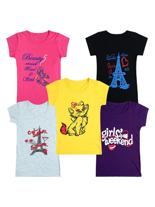 pack of 5 round neck printed tees - 20101171 - Very Small Image - 1