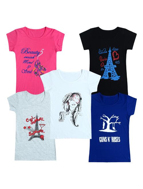 pack of 5 round neck printed tees - 20101176 - Very Small Image - 1