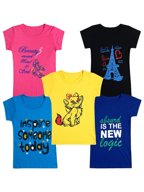 pack of 5 round neck printed tees - 20101193 - Very Small Image - 1