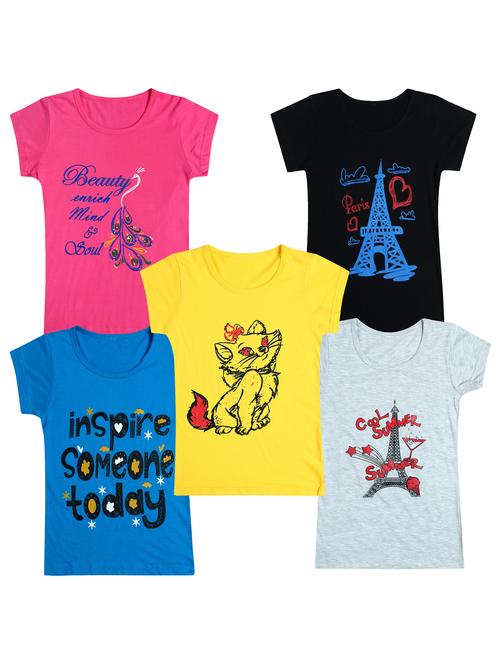 pack of 5 round neck printed tees - 20101197 - Very Small Image - 1