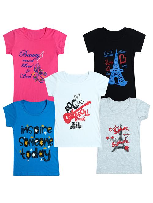 pack of 5 round neck printed tees - 20101198 - Very Small Image - 1