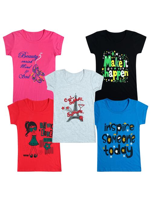 pack of 5 round neck printed tees - 20101201 - Very Small Image - 1