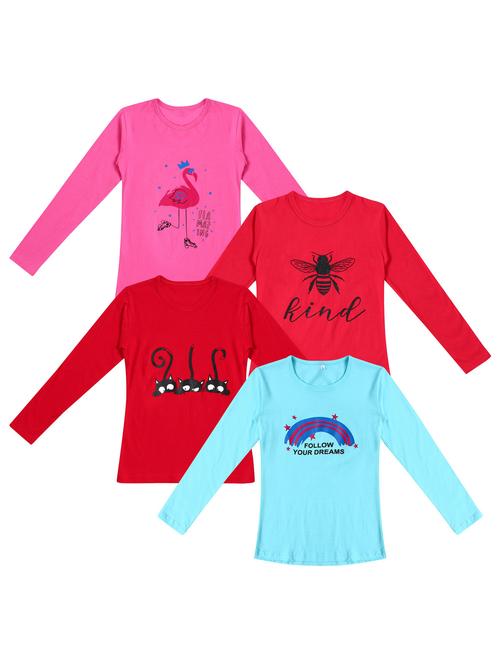 pack of 4 round neck printed tees - 20101440 - Very Small Image - 1
