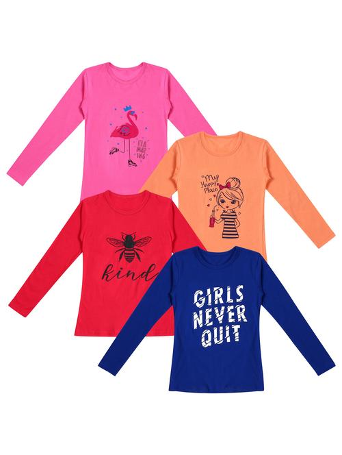 pack of 4 round neck printed tees - 20101450 - Very Small Image - 1